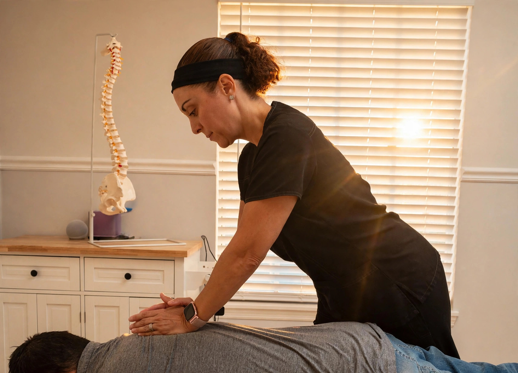 Dr. Jessica Durso performing a chiropractic adjustment